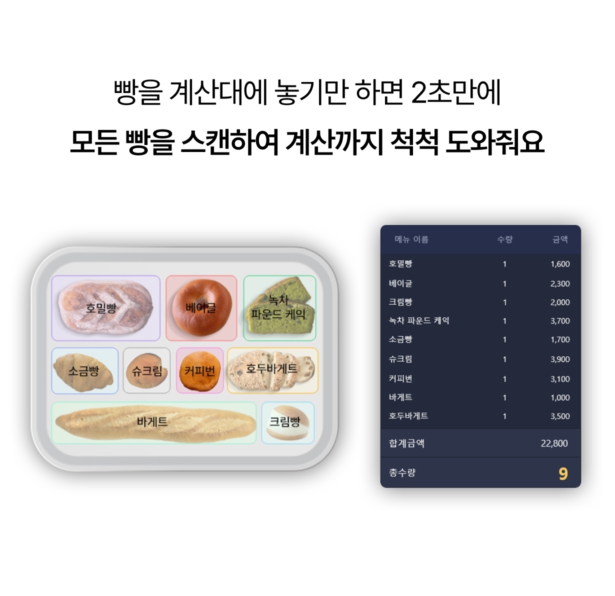 AI빵스캐너 빵 스캔 시간 및 입력 화면