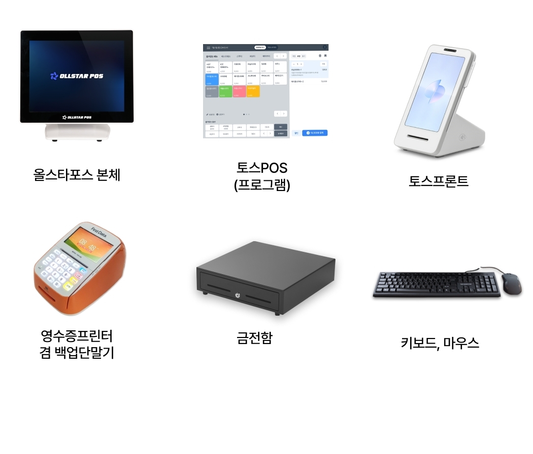 올스타 포스기 + 토스프론트 구성품 전체 모습