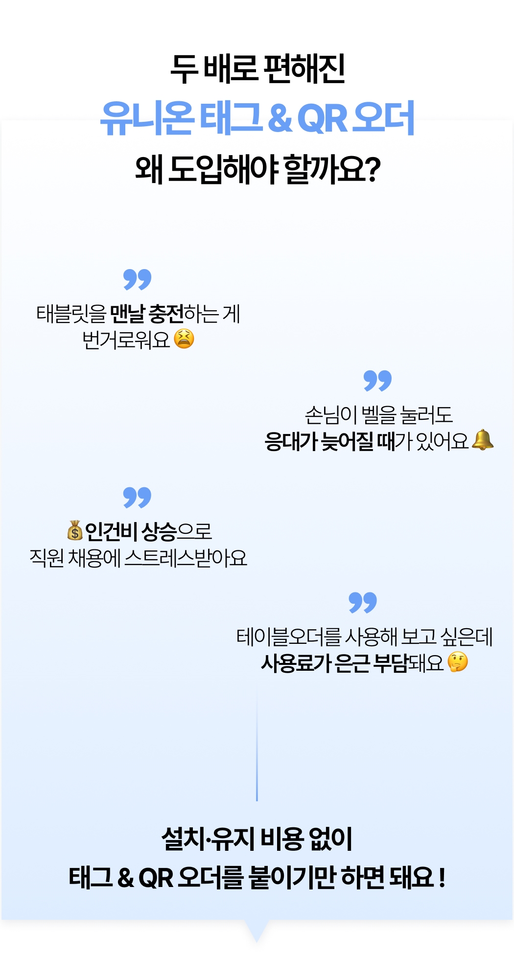 유니온 태그오더 & QR오더 도입 이유 안내